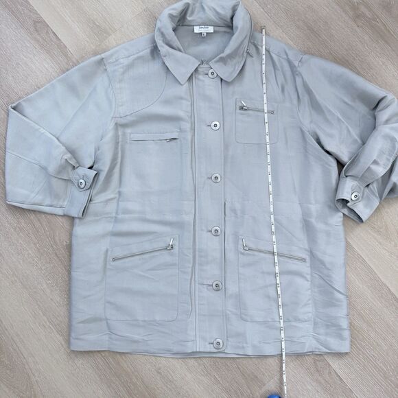 Neiman Marcus Silk Convertible Utility Jacket Men’s Sz XL Silver Luxe Streetwear - Picture 7 of 11